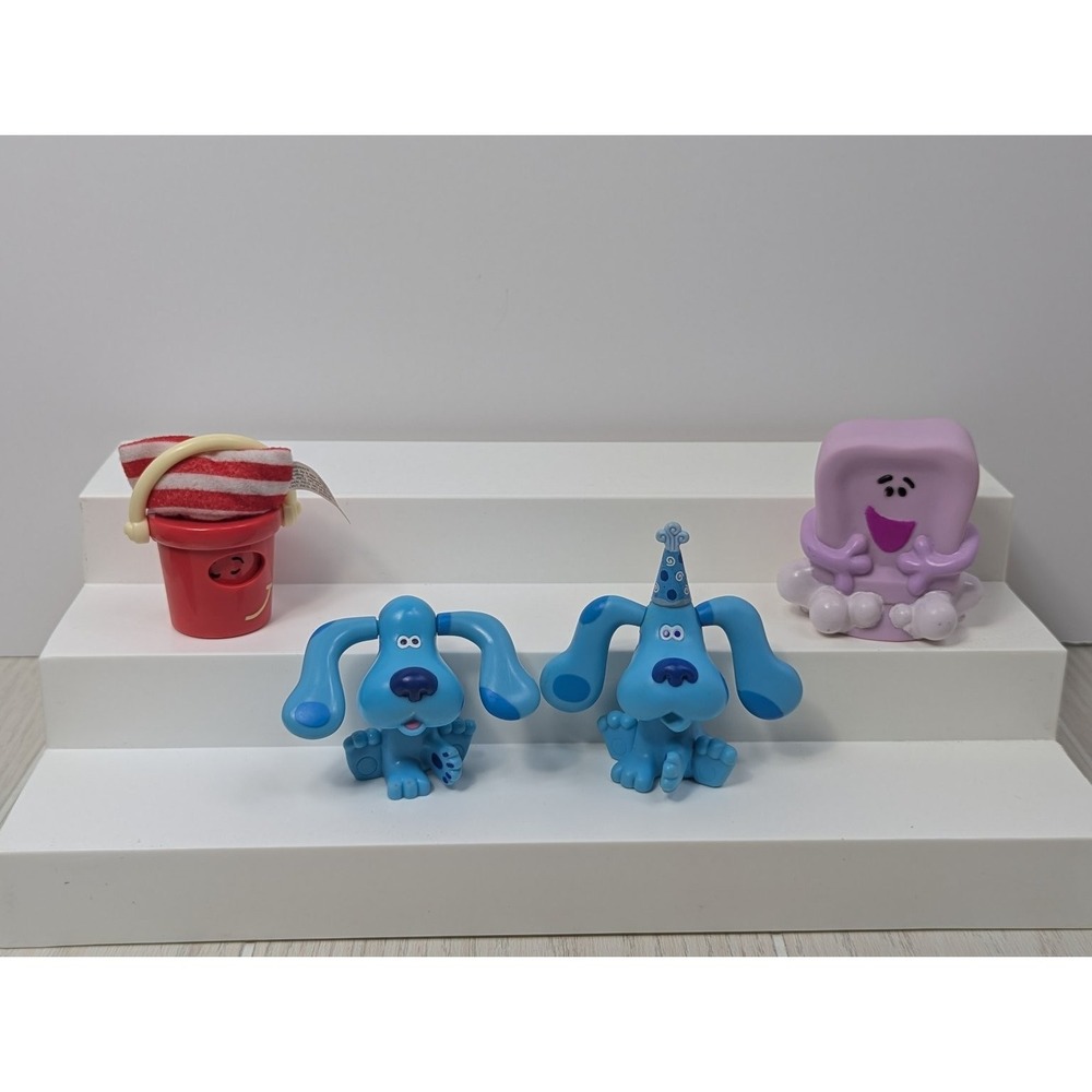 Subway Blue's Clues Blue figures vintage Party Hat Flipping ears Pail Slippy TOP